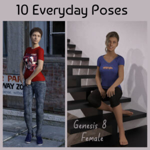 Poseset 10 Everyday Poses for Genesis 8 Female (FREE)