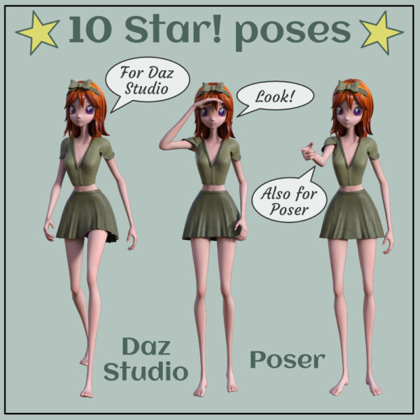Poseset 10 Poses for Star! for Poser